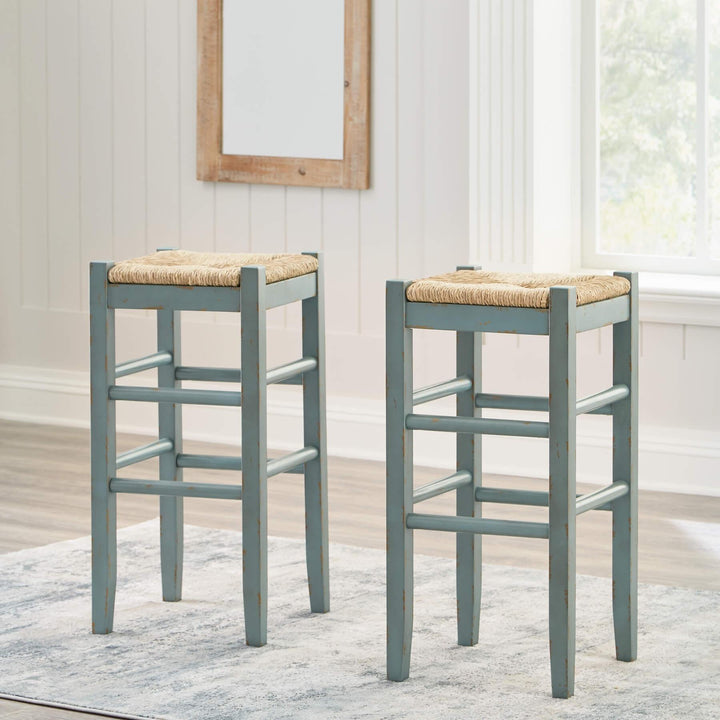 Mirimyn Bar Height Bar Stool (Set of 2) D508-330X2 Blue Casual Barstool By Ashley - sofafair.com