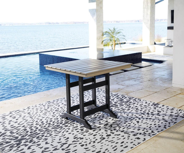 Fairen Trail Outdoor Counter Height Dining Table P211-632 Black/Gray Contemporary Outdoor Counter Table By Ashley - sofafair.com