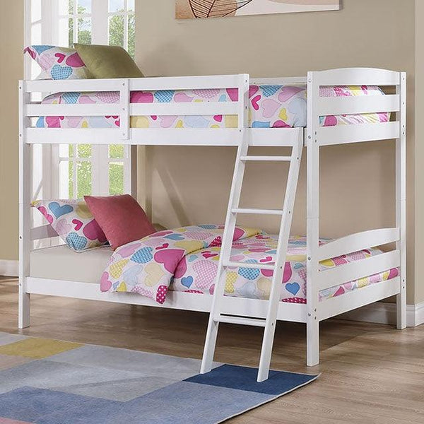 Candice FM-BK002WH White Transitional Twin/Twin Bunk Bed By Furniture Of America - sofafair.com