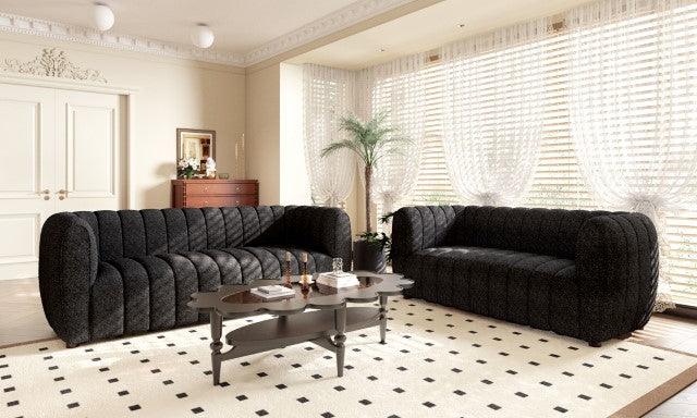 Aversa FM61002BK-LV Black Contemporary Loveseat By Furniture Of America - sofafair.com