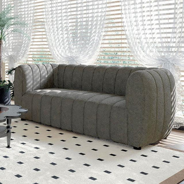 Aversa FM61002GY-LV Charcoal Gray Contemporary Loveseat By Furniture Of America - sofafair.com
