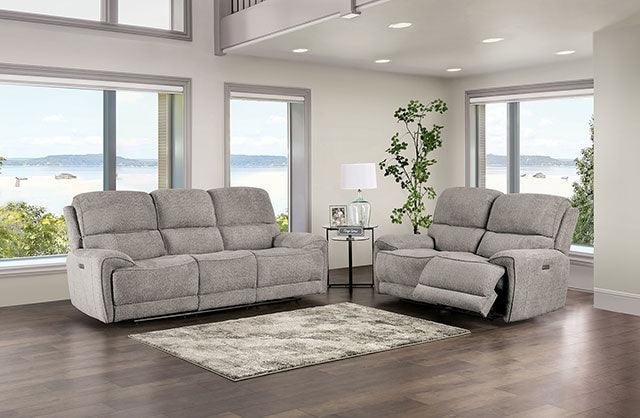 Morcote FM62001LG-CH-PM Light Gray Transitional Power Recliner By Furniture Of America - sofafair.com