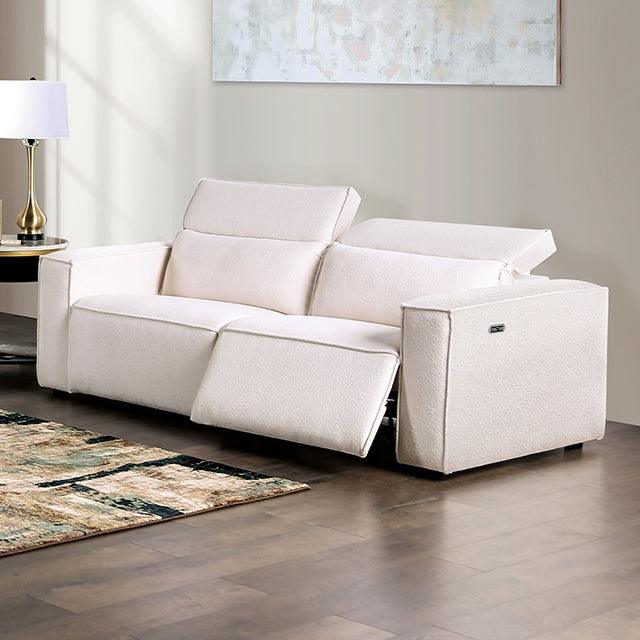 Treharris FM62002WH-LV-PM White Contemporary Power Loveseat By Furniture Of America - sofafair.com
