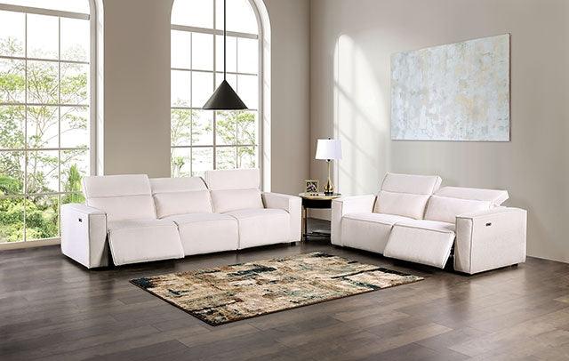 Treharris FM62002WH-LV-PM White Contemporary Power Loveseat By Furniture Of America - sofafair.com
