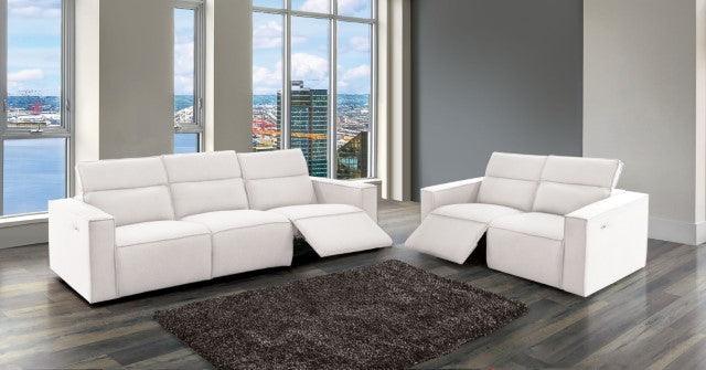 Treharris FM62002WH-SF-PM White Contemporary Power Sofa By Furniture Of America - sofafair.com