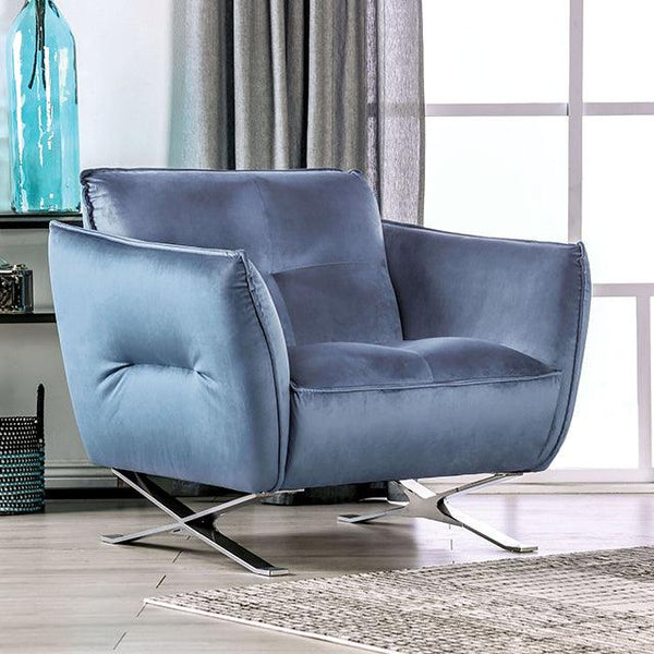 Civellutino FM90004-CH Light Blue Contemporary Chair By Furniture Of America - sofafair.com