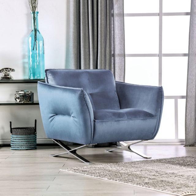 Civellutino FM90004-CH Light Blue Contemporary Chair By Furniture Of America - sofafair.com