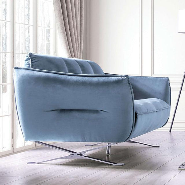 Civellutino FM90004-LV Light Blue Contemporary Loveseat By Furniture Of America - sofafair.com