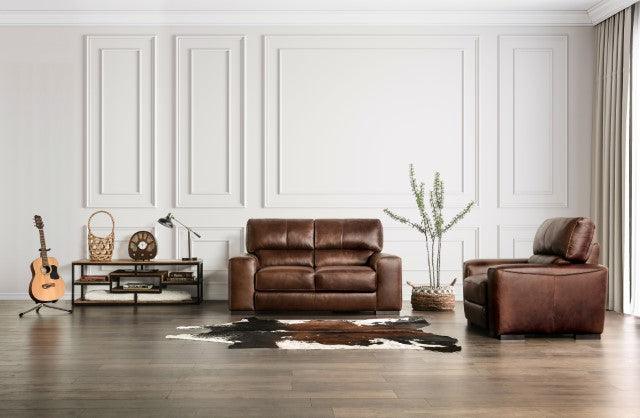 Marsicano FM90005-LV Cognac Transitional Loveseat By Furniture Of America - sofafair.com