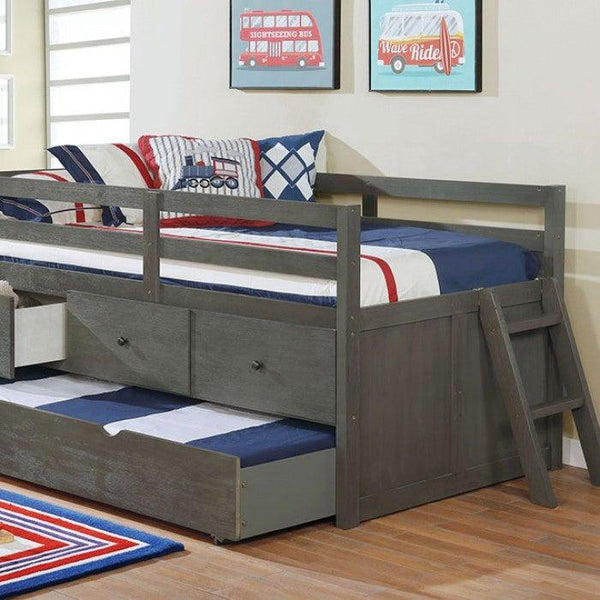 Anisa FOA-BK651GY WireBrushed Gray Rustic Twin Loft Bed By furniture of america - sofafair.com
