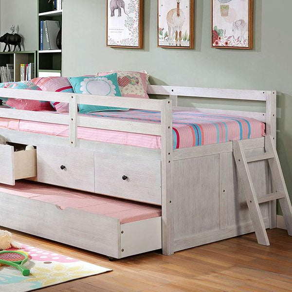 Anisa FOA-BK651WH Wire-Brushed White Rustic Twin Loft Bed By Furniture Of America - sofafair.com