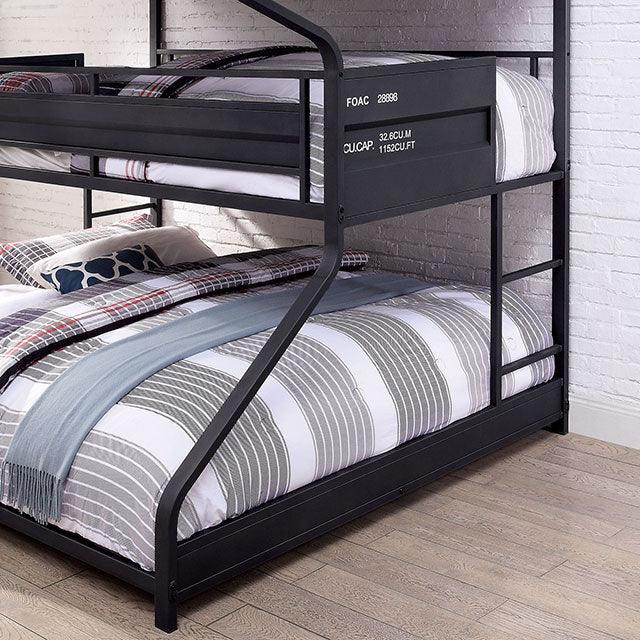 Lodida FOA-BK653 Black Industrial Full/Twin/Queen Bunk Bed By Furniture Of America - sofafair.com