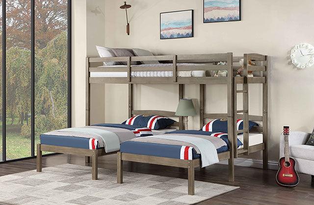 Hortense FOA-BK659GY Warm Gray Transitional Triple Twin Bed By Furniture Of America - sofafair.com