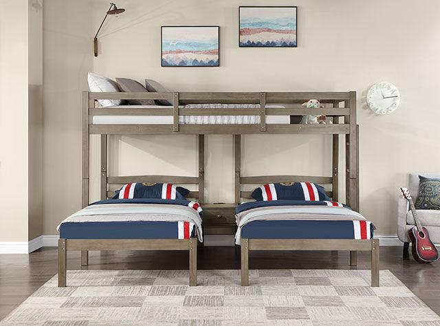 Hortense FOA-BK659GY Warm Gray Transitional Triple Twin Bed By Furniture Of America - sofafair.com