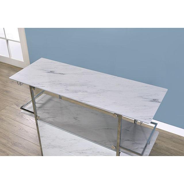 Rianna FOA-BT8343 White/Chrome Contemporary Bar Table By Furniture Of America - sofafair.com