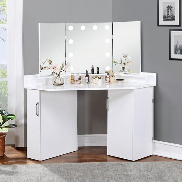 Lorybelle FOA-DK5134WH White Glam Vanity By Furniture Of America - sofafair.com