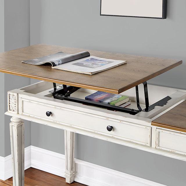Cesare FOA-DK5135A Antique White/Oak Transitional Desk By Furniture Of America - sofafair.com