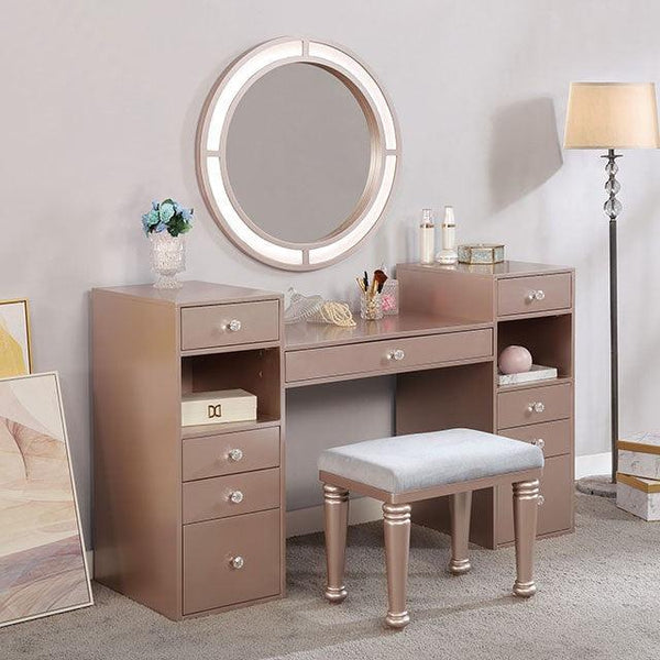 Yasmine FOA-DK5683PK Tiffany Blush Glam Vanity Set By Furniture Of America - sofafair.com