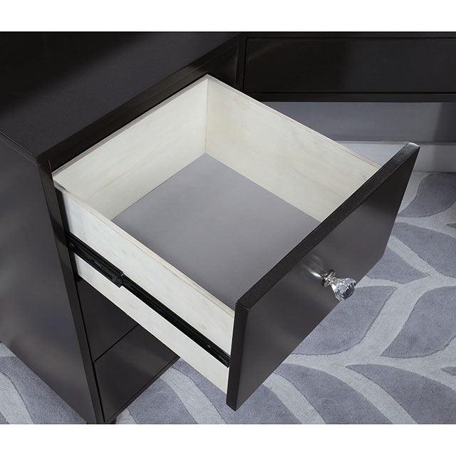 Tracie FOA-DK5686DG Obsidian Gray Glam Vanity Set By Furniture Of America - sofafair.com