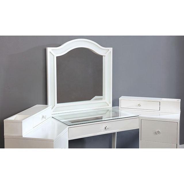 Tracie FOA-DK5686WH Luminous White Glam Vanity Set By Furniture Of America - sofafair.com