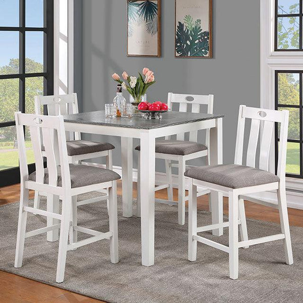 Dunseith FOA3388PT-5PK White/Gray Transitional 5 Pc. Counter Ht. Set By Furniture Of America - sofafair.com