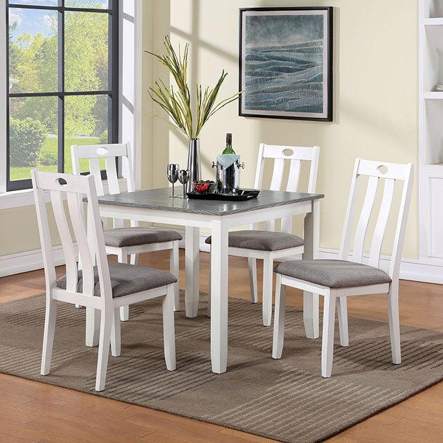 Dunseith FOA3388T-5PK White/Gray Transitional 5 Pc. Dining Set By Furniture Of America - sofafair.com