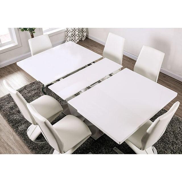 Zain FOA3742T White/Chrome Contemporary Dining Table By Furniture Of America - sofafair.com