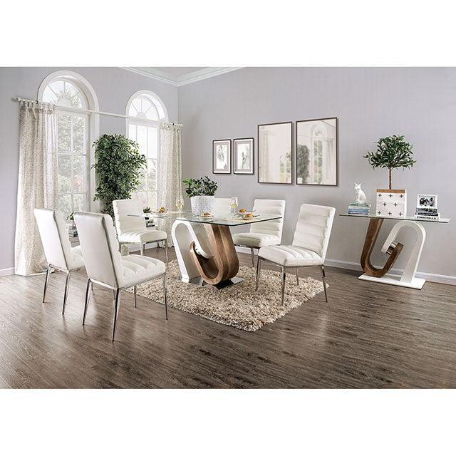 Cilegon FOA3748T White/Natural Tone Contemporary Dining Table By Furniture Of America - sofafair.com