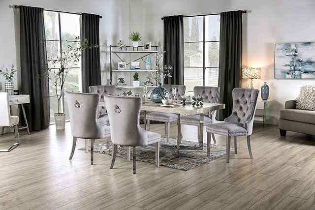 Sindy FOA3798T Light Gray/Chrome Contemporary Dining Table By Furniture Of America - sofafair.com