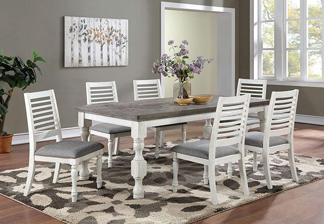 Calabria FOA3908T Antique White/Gray Rustic Dining Table By Furniture Of America - sofafair.com