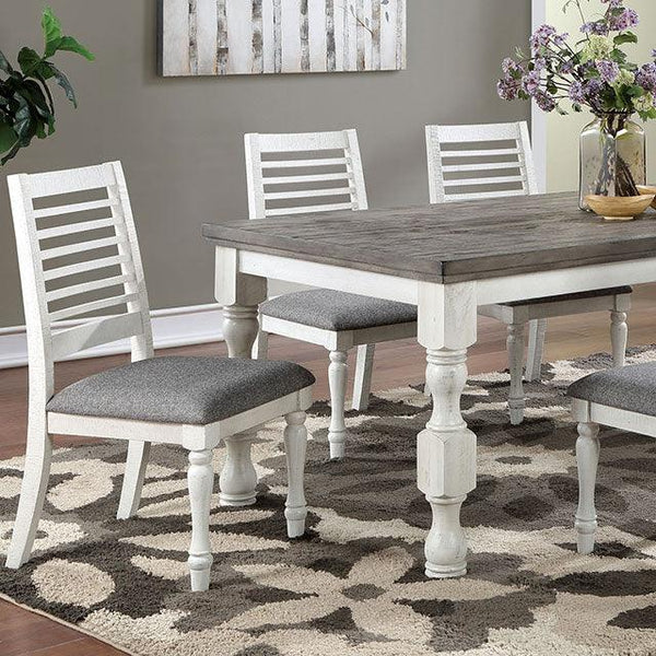 Calabria FOA3908T Antique White/Gray Rustic Dining Table By Furniture Of America - sofafair.com