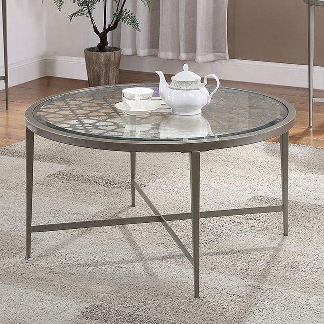 Freja FOA4743C Silver Contemporary Coffee Table By Furniture Of America - sofafair.com