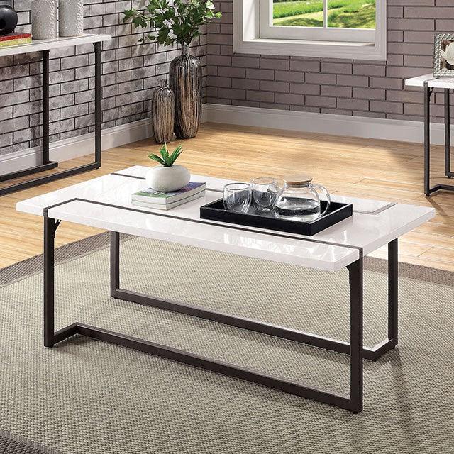 Izar FOA4799C White/Gun Metal Contemporary Coffee Table By Furniture Of America - sofafair.com