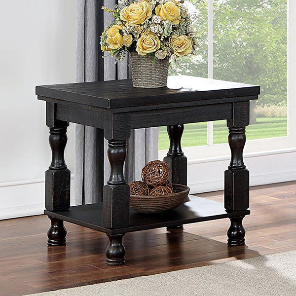 Calandra FOA4908BK-E Antique Black Rustic End Table By Furniture Of America - sofafair.com