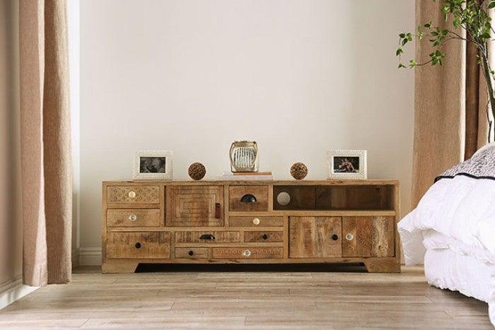 Blanchefleur FOA51003 Weathered Light Natural Tone Rustic Media Console By furniture of america - sofafair.com