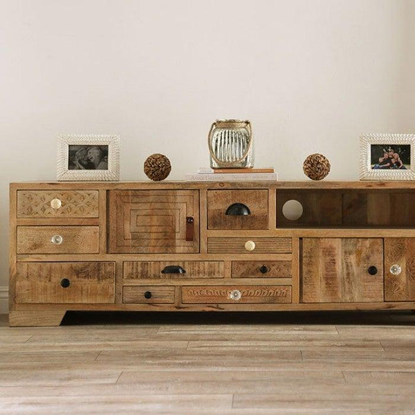 Blanchefleur FOA51003 Weathered Light Natural Tone Rustic Media Console By furniture of america - sofafair.com
