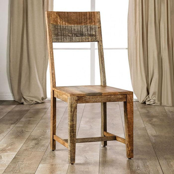 Galanthus FOA51030 Weathered Light Natural Tone Rustic Side Chair By furniture of america - sofafair.com