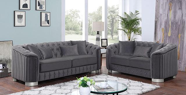 Castellon FOA6475DG-LV Dark Gray Glam Loveseat By Furniture Of America - sofafair.com