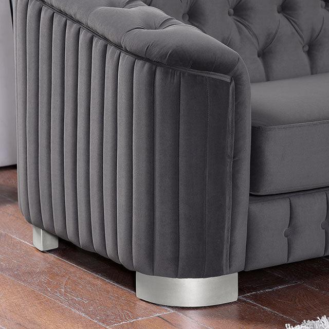 Castellon FOA6475DG-SF Dark Gray Glam Sofa By Furniture Of America - sofafair.com