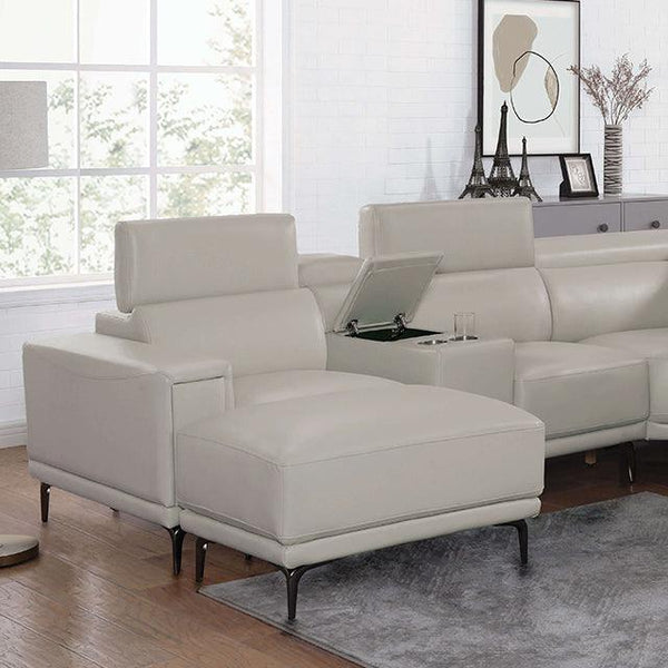 Brekstad FOA6476LG-SECT-J Light Gray Contemporary J-Shaped Sectional By Furniture Of America - sofafair.com