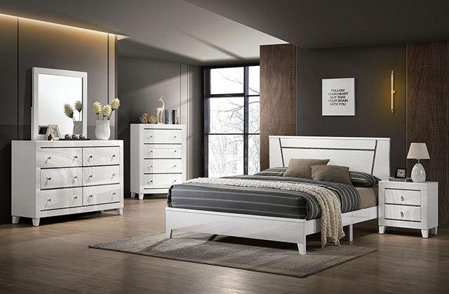 Magdeburg FOA7038WH-CK White Contemporary Bed By Furniture Of America - sofafair.com