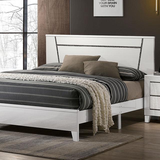 Magdeburg FOA7038WH-CK White Contemporary Bed By Furniture Of America - sofafair.com
