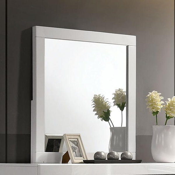 Magdeburg FOA7038WH-M White Contemporary Mirror By Furniture Of America - sofafair.com