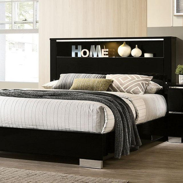 Carlie FOA7039 Black Contemporary Bed By Furniture Of America - sofafair.com