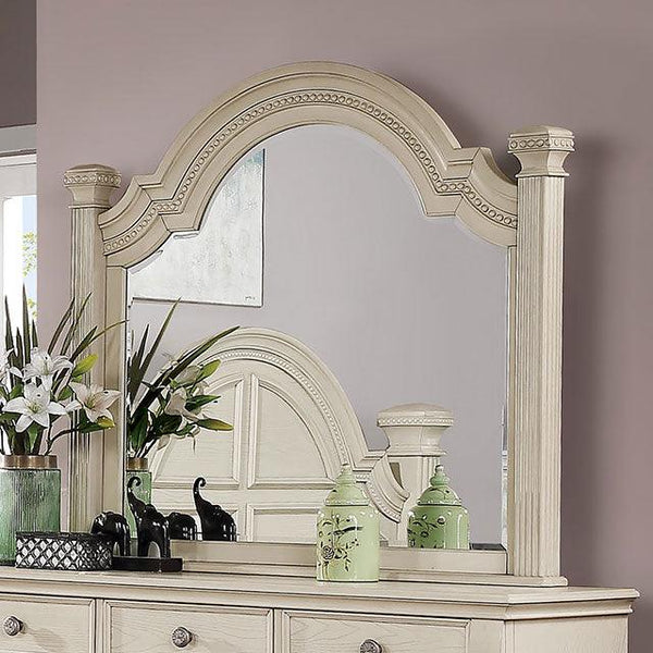 Pamphilos FOA7144WH-M Antique White Traditional Mirror By Furniture Of America - sofafair.com