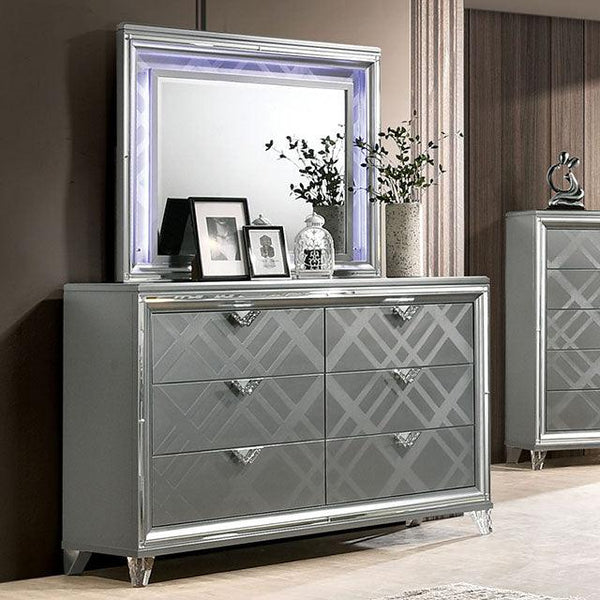 Emmeline FOA7147D Silver Contemporary Dresser By Furniture Of America - sofafair.com