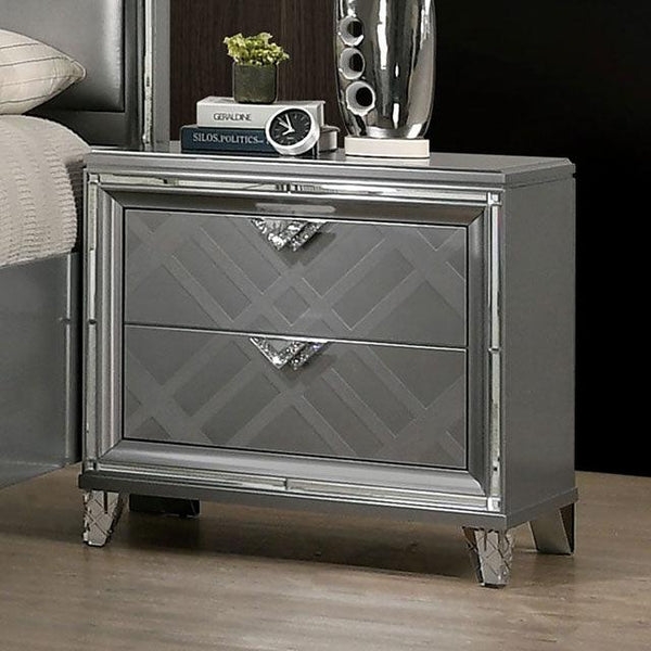 Emmeline FOA7147N Silver Contemporary Night Stand By Furniture Of America - sofafair.com