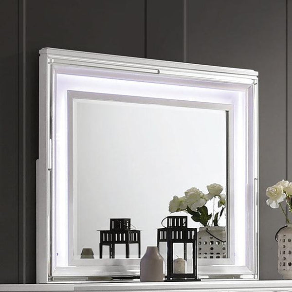 Emmeline FOA7147WH-M White Contemporary Mirror By Furniture Of America - sofafair.com