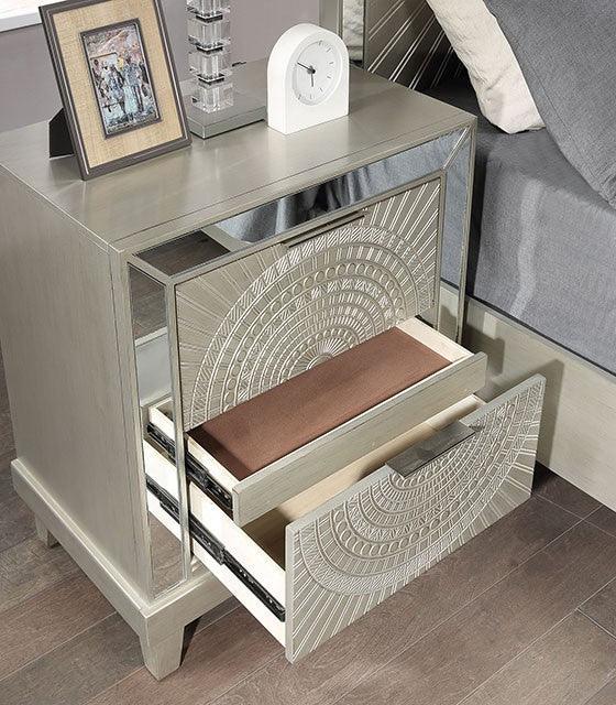 Valletta FOA7157N Champagne Glam Night Stand By Furniture Of America - sofafair.com