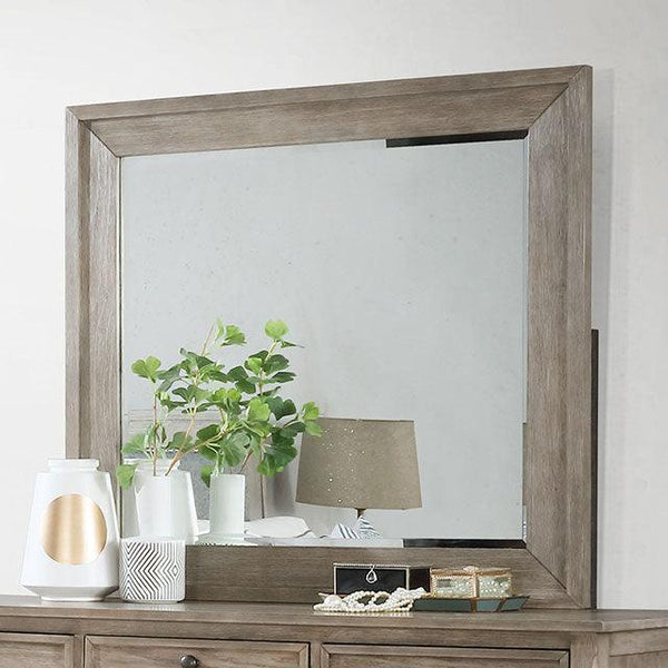 Anneke FOA7173M Wire-Brushed Warm Gray Transitional Mirror By Furniture Of America - sofafair.com